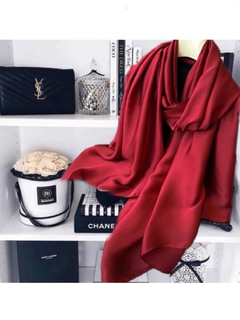 Dark Red 100% SILK SATIN Large Shawl Scarf Wrap Wedding Lux Bridesmaid Cover up